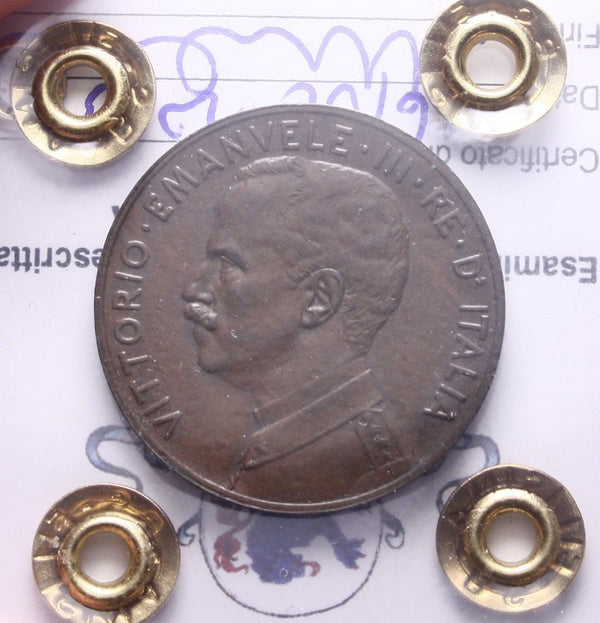 NL*VEIII Italia 5 CENTESIMI ITALIA SU PRORA 1918 SPL Perizia Filisina Massimo