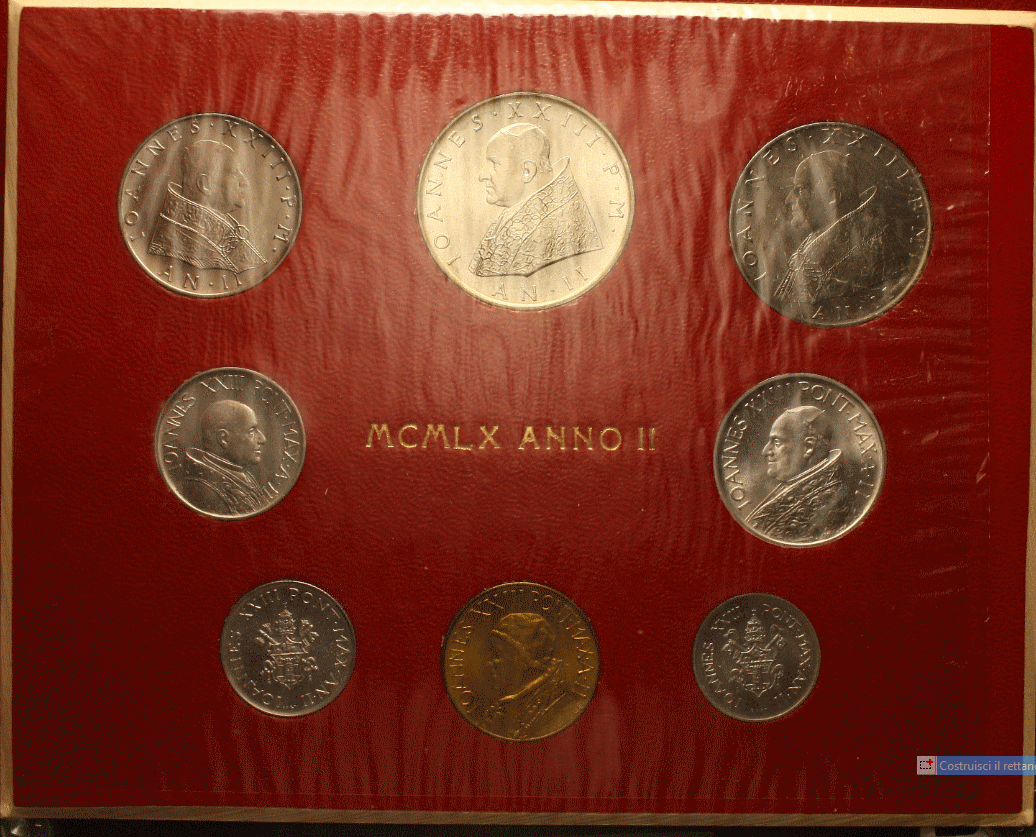 NL*ROMA GIOVANNI XXIII Divisionale 1960 II 8 Valori con 500 Lire Argento FDC SET