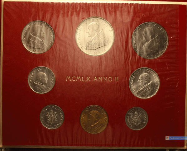 NL*ROMA GIOVANNI XXIII Divisionale 1960 II 8 Valori con 500 Lire Argento FDC SET