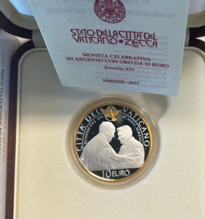 NL* VATICANO 10 Euro ORO E ARGENTO 2023 papa BENEDETTO XVI PROOF set Zecca