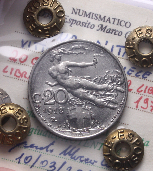 NL* VEIII ITALIA 20 CENTESIMI 1912 DONNA LIBRATA SPL Perizia Esposito Marco
