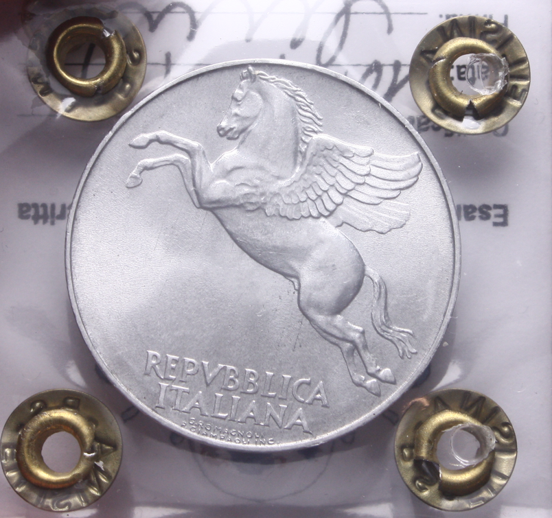 NL* Italia Repubblica 10 LIRE PEGASO 1949 LEG. CAPOVOLTA FDC Perizia Filisina