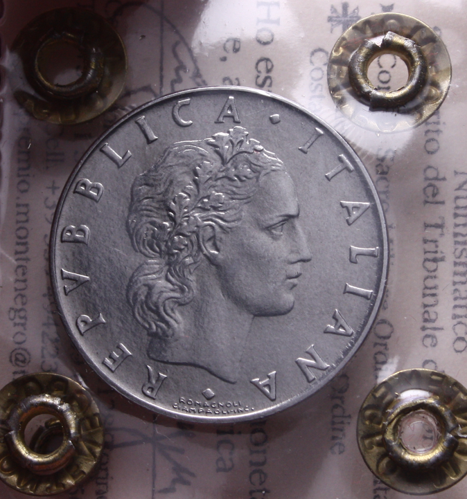 NL* ITALIA Repubblica 50 LIRE VULCANO 1965 RARA FDC 69 Perizia Montenegro