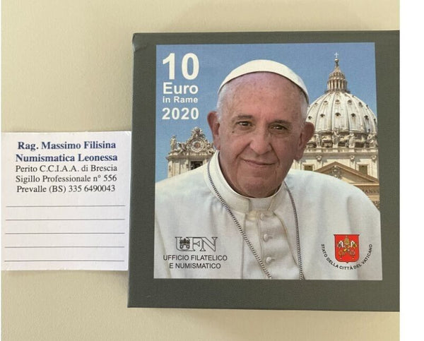 NL* VATICAN POPE FRANCIS 10 EURO COPPER 2020 ART AND FAITH La Pietà FDC SET