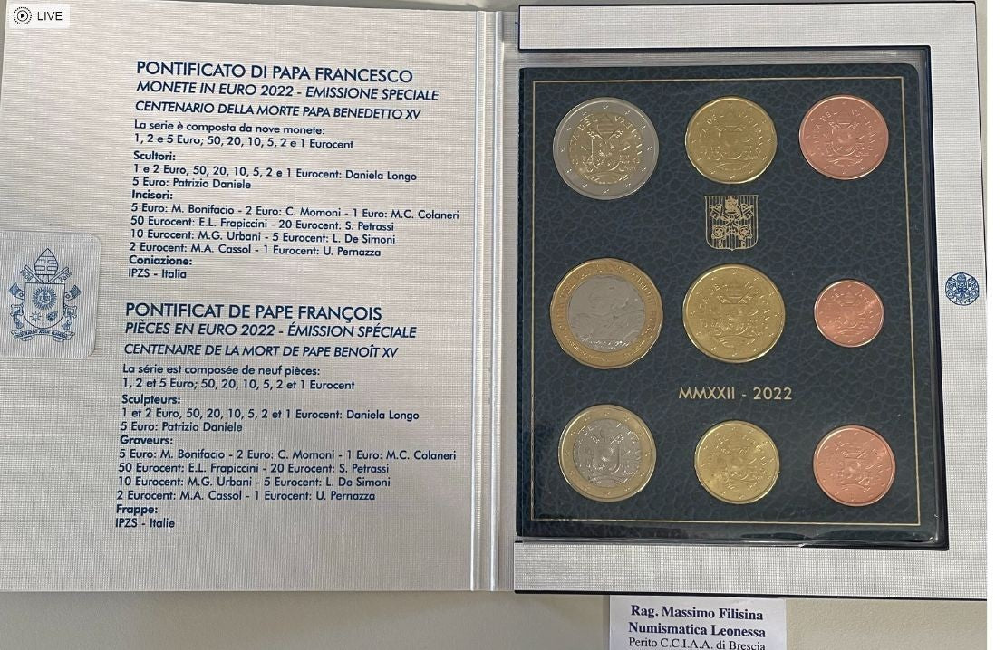 NL* VATICANO FRANCESCO Divisionale 2022 CENTENARIO MORTE BENEDETTO XV 9 Valori