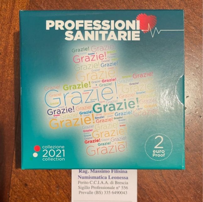 NL* ITALIA Repubblica 2 EURO 2021 PROFESSIONI SANITARIE GRAZIE Proof set zecca