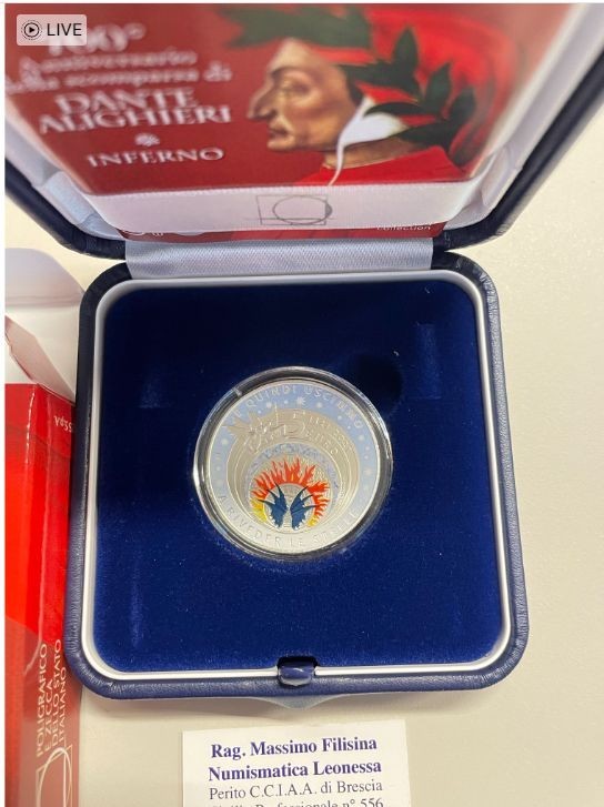NL* ITALIA Repubblica 5 EURO ARGENTO 2021 DANTE ALIGHIERI INFERNO FDC set zecca