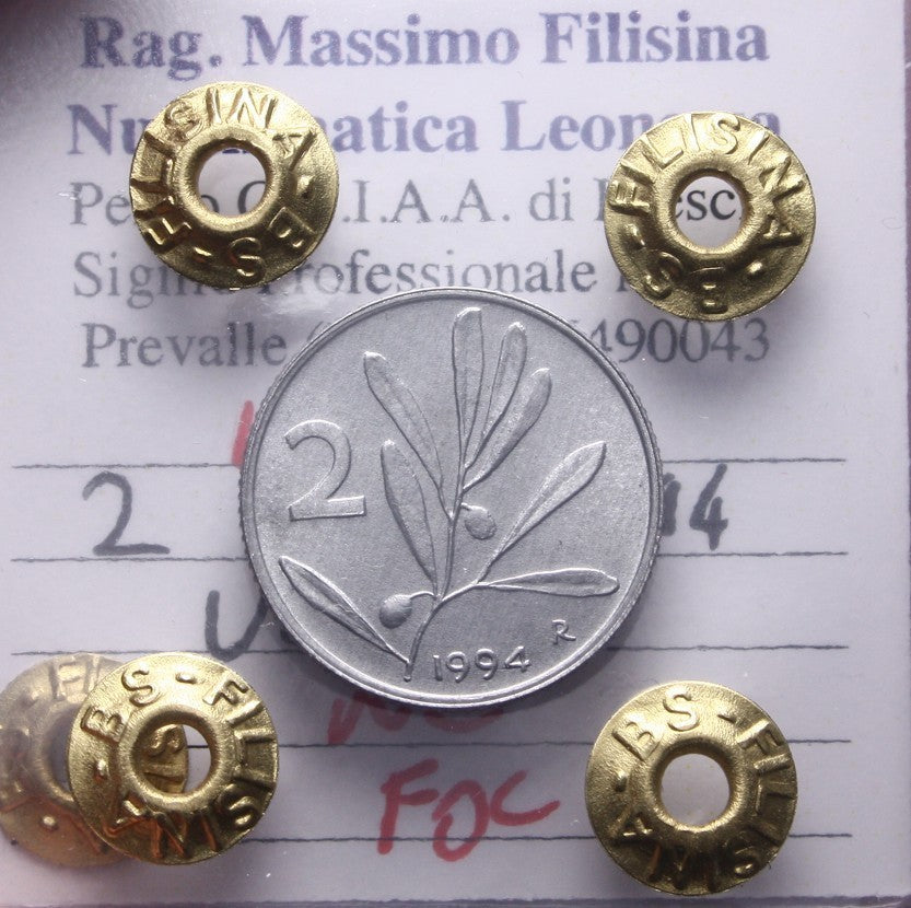 NL* ITALIA Repubblica 2 LIRE ULIVO 1994 NC FDC Perizia Filisina Massimo