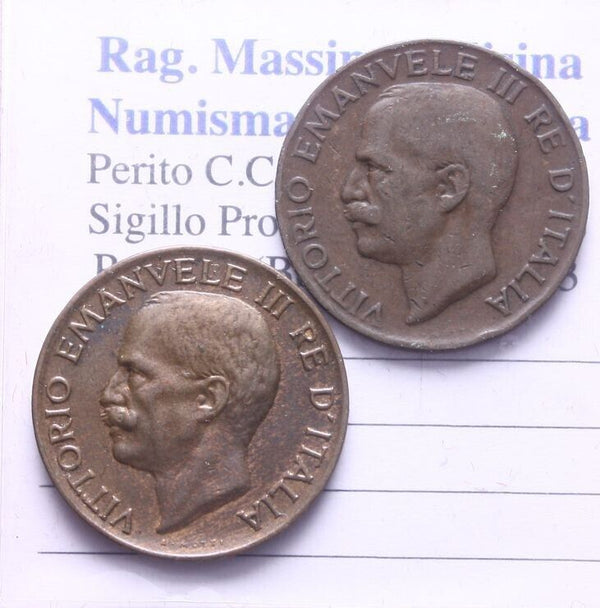 NL* Italy VEIII LOT 2 PIECES 5 CENTESIMI SPIGA 1919 RARE as per photo