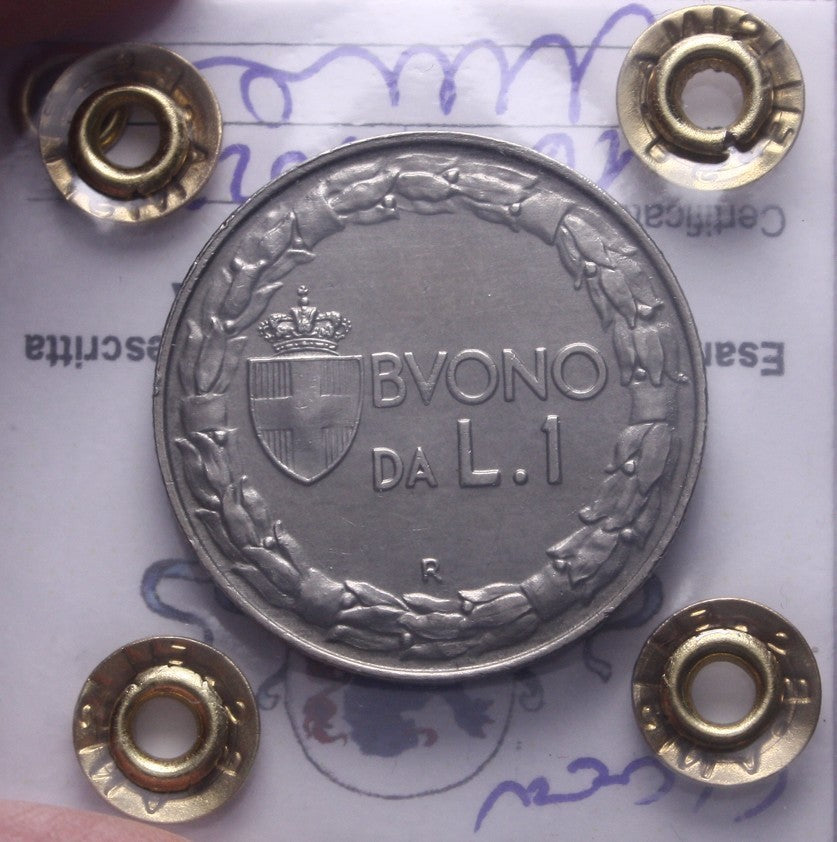NL* VEIII Italia BUONO 1 LIRA 1928 ITALIA SEDUTA QFDC/FDC Perizia Filisina