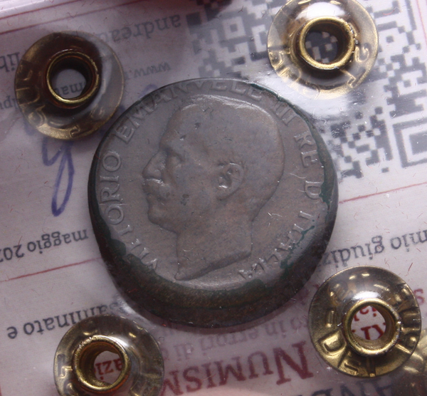 NL*VEIII Italia 5 CENTESIMI SPIGA 192X BATTITURA DEC. RARA MB/BB Perizia Del Pup