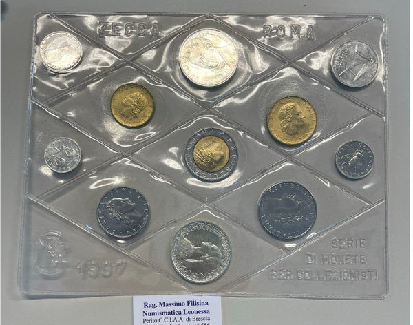 NL* ITALIA Divisionale 1987 CON 500 Lire ARGENTO CARAVELLE + LEOPARDI FDC NO AST