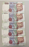 NL* Banconota BANCA ITALIA Lotto 5 PEZZI 1000 Lire MONTESSORI CONSECUTIVE FDS