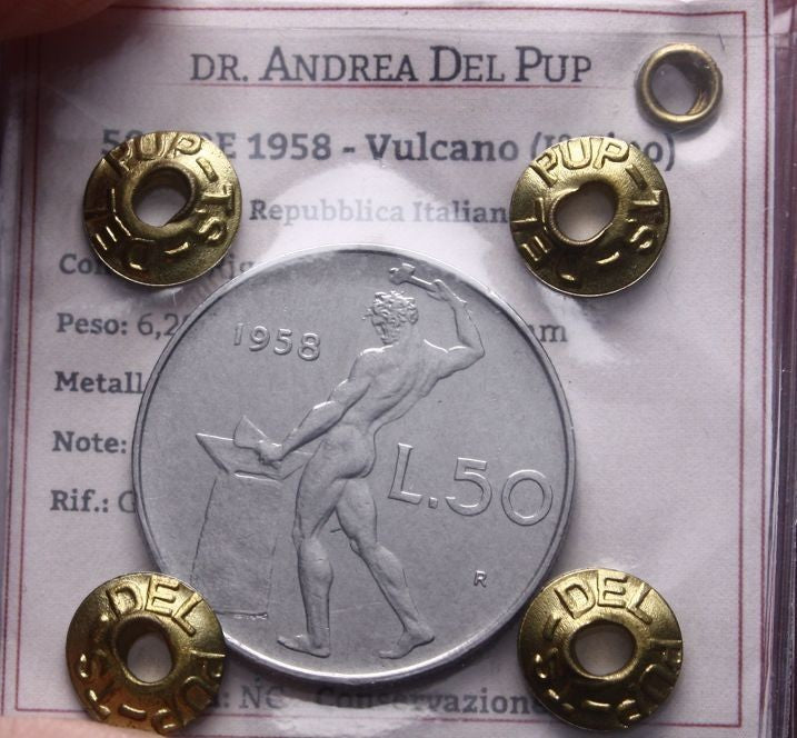 NL* Italia 50 Lire VULCANO 1958 RARO SPL Perizia DEL PUP Andrea