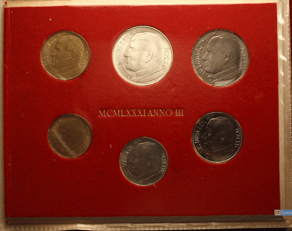 EN* VATICAN JOHN PAUL II Divisional 1981 III 6 values + 500 Lire Silver