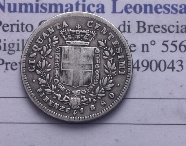 NL* VEII ELECTED 50 CENTS SILVER 1860 FLORENCE excellent for type