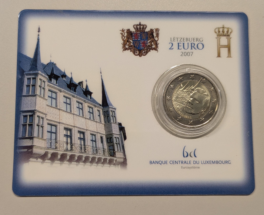 NL* LUSSEMBURGO 2 EURO 2007 PALAZZO DEL GRANDUCA FDC coin card