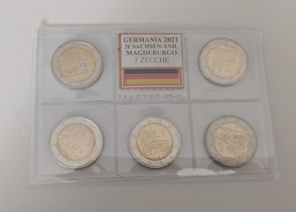 NL* GERMANIA Lotto 5 MONETE da 2 EURO 2021 SACHSEN-ANH. MAGDEBURGO come da foto
