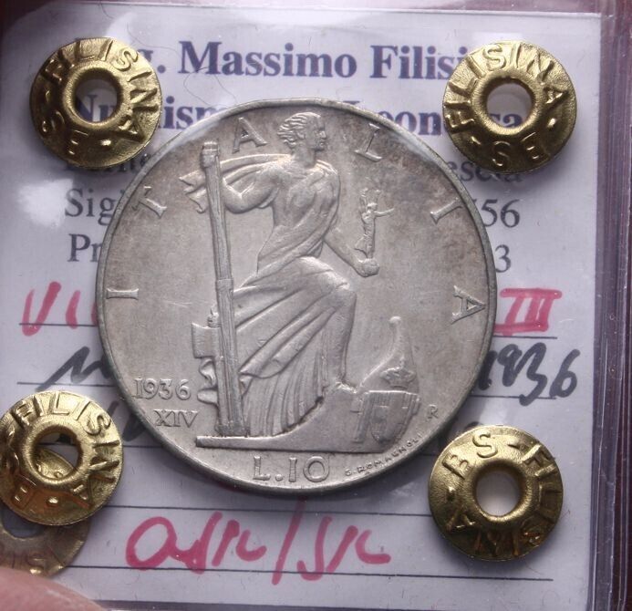 NL* VEIII Italy 10 LIRE SILVER EMPIRE 936 QSPL/SPL Filisina Massimo Expert Opinion