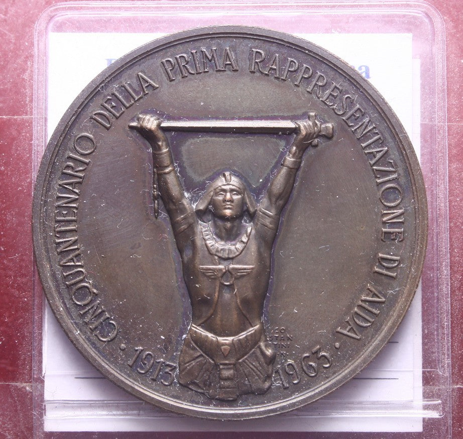 NL* VERONA Medaglia Bronzo CINQUANTENARIO RAPPRESENTAZIONE AIDA 1963 Johnson