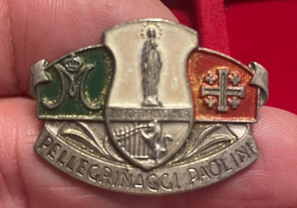 NL* MEDAGLIA SCUDETTO PELLEGRINAGGI PAOLINI ditta Lorioli Milano gr 8 mm 33