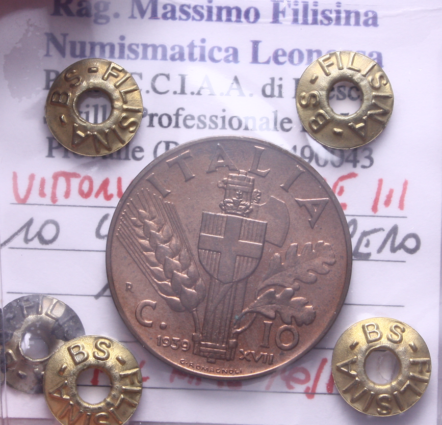 NL*VEIII 10 CENTESIMI RAME IMPERO 1939 XVII FDC RAME ROSSO Perizia Filisina