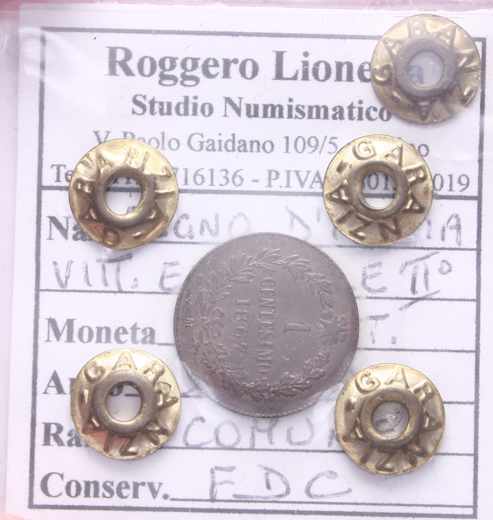 NL* VEII RE D' ITALIA 1 CENTESIMO RAME 1867 MILANO FDC Sigillo Roggero Lionello