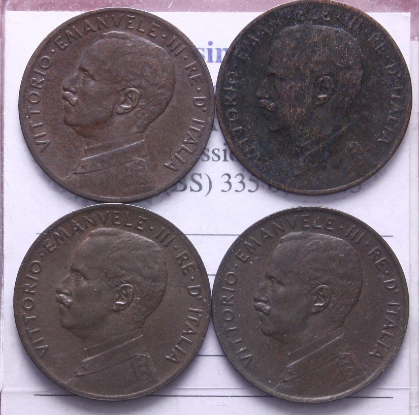 NL* VEIII RE D'ITALIA Lotto 4 pezzi 2 CENTESIMI 1909 10 11 15 PRORA come da foto