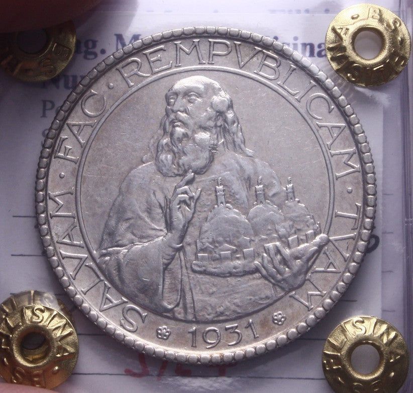NL* SAN MARINO 20 Lire ARGENTO 1931 Roma SPL+ Perizia Filisina Massimo