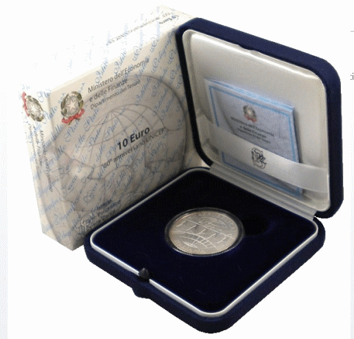NL* ITALIA Repubblica 10 EURO Argento 2005 ANNIVERSARIO UNICEF FDC set Zecca