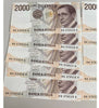 NL* Banconota BANCA ITALIA Lotto 10 PEZZI 2000 Lire MARCONI CONSECUTIVE FDS A1