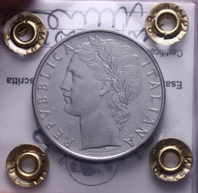 NL* ITALIA Repubblica 100 LIRE MINERVA 1965 QFDC Perizia Filisina Massimo