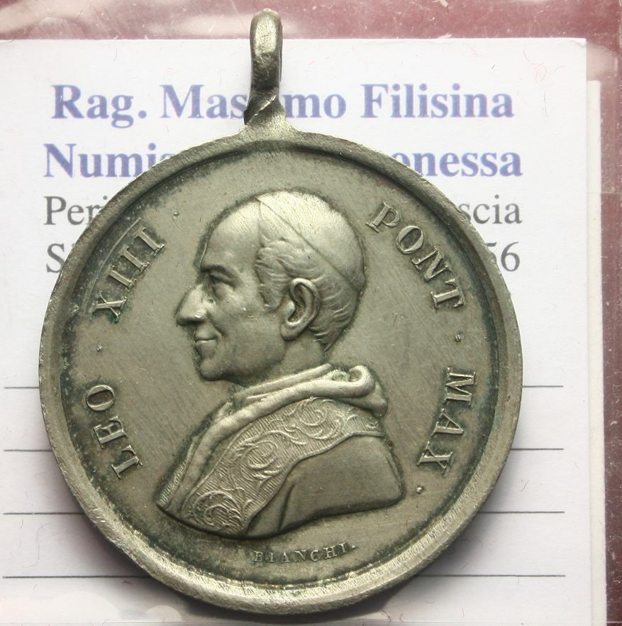 NL * ROME Pope LEO XIII Silver Medal 1893 Oleo Sancto Meo Unxi Eum 50th