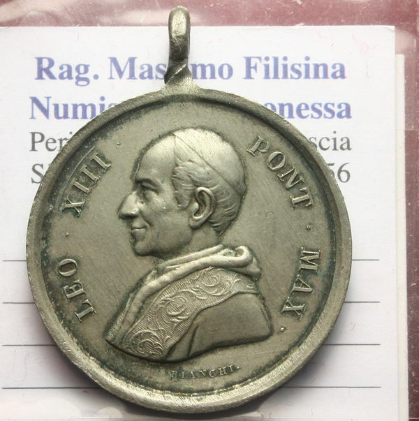 NL * ROME Pope LEO XIII Silver Medal 1893 Oleo Sancto Meo Unxi Eum 50th
