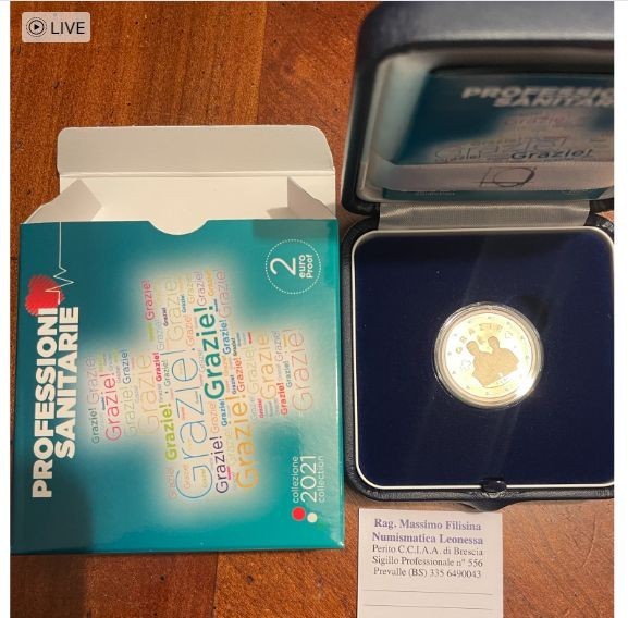 NL* ITALIA Repubblica 2 EURO 2021 PROFESSIONI SANITARIE GRAZIE Proof set zecca