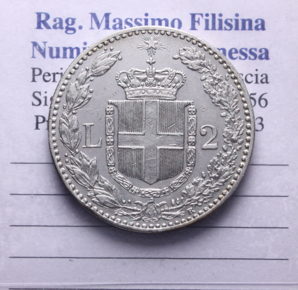 NL* UMBERTO I 2 LIRE ARGENTO 1898 ROMA come da foto