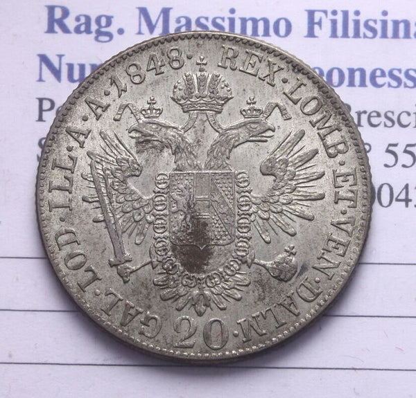 NL* AUSTRIA FERDINAND II 20 KREUZER SILVER 1848 A SUPER preservation