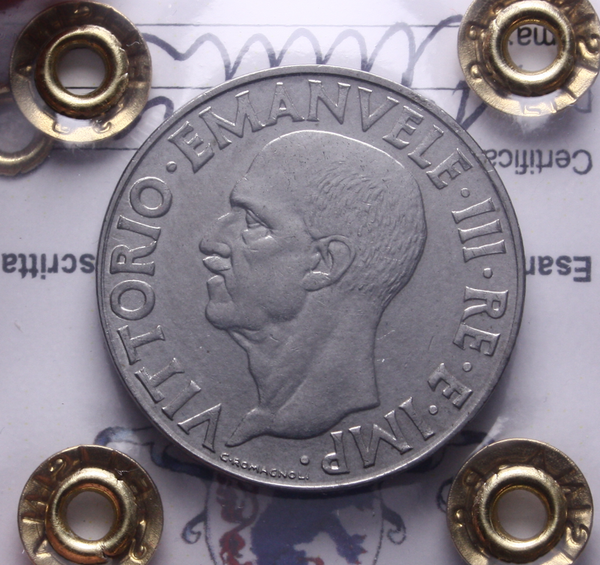 NL* VEIII 1 LIRA IMPERO 1942 ANNO XX QFDC/FDC Perizia Filisina Massimo