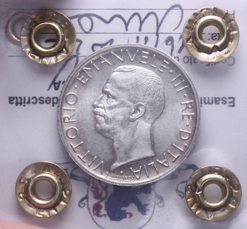 NL* VEIII Italia 5 LIRE ARGENTO AQUILOTTO 1930 QFDC/FDC Perizia Filisina * 2