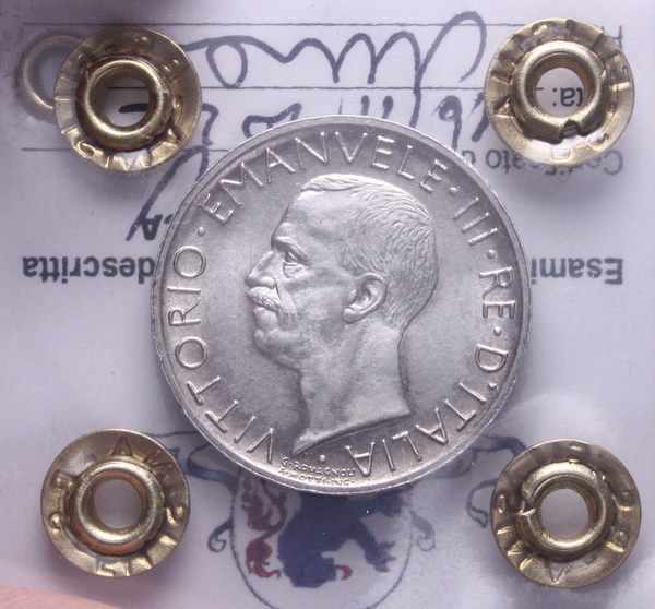 NL* VEIII Italia 5 LIRE ARGENTO AQUILOTTO 1930 QFDC/FDC Perizia Filisina * 2