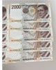 NL* Banconota BANCA ITALIA Lotto 10 PEZZI 2000 Lire MARCONI CONSECUTIVE FDS A1