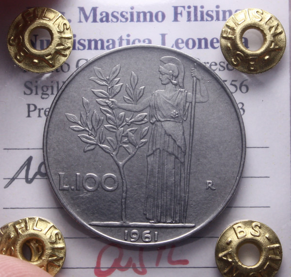 NL* Italia Repubblica 100 LIRE MINERVA 196 QSPL Perizia Filisina Massimo