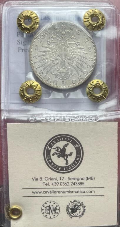 NL* VEIII 2 LIRE ARGENTO 1903 AQUILA Sabauda RRR R3 SPL/QFDC Perizia Cavaliere F