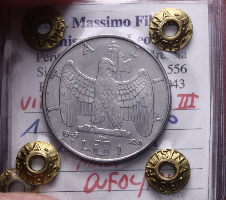 NL* VEIII Italia 1 LIRA  IMPERO 1943 XXI RARA QFDC/FDC Perizia Filisina Massimo*