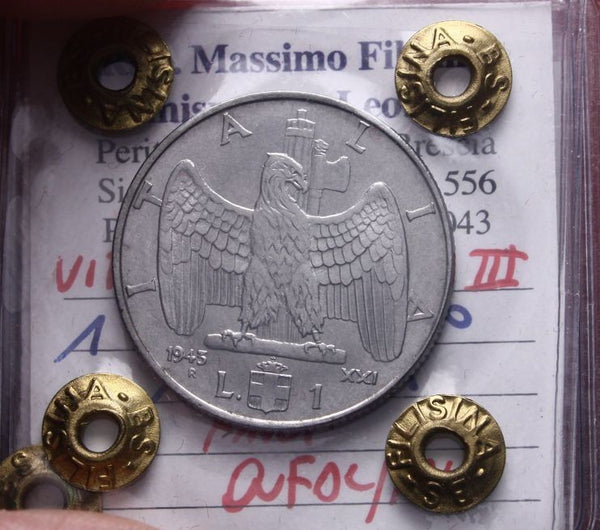 NL* VEIII Italia 1 LIRA  IMPERO 1943 XXI RARA QFDC/FDC Perizia Filisina Massimo*