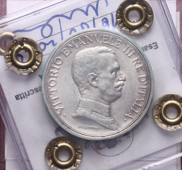 NL* VEIII 2 LIRE ARGENTO 1917 QUADRIGA BRIOSA RARA SPL/QFDC Perizia Filisina