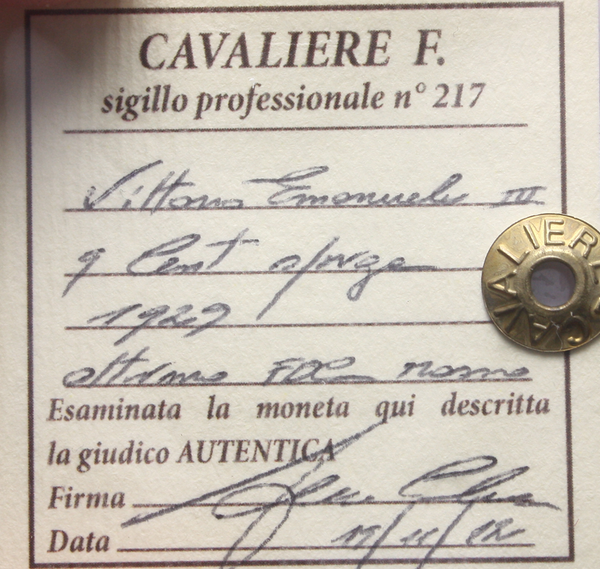 NL*VEIII Italia 5 CENTESIMI SPIGA 1929 OTTIMO FDC RAME ROSSO Perizia Cavaliere
