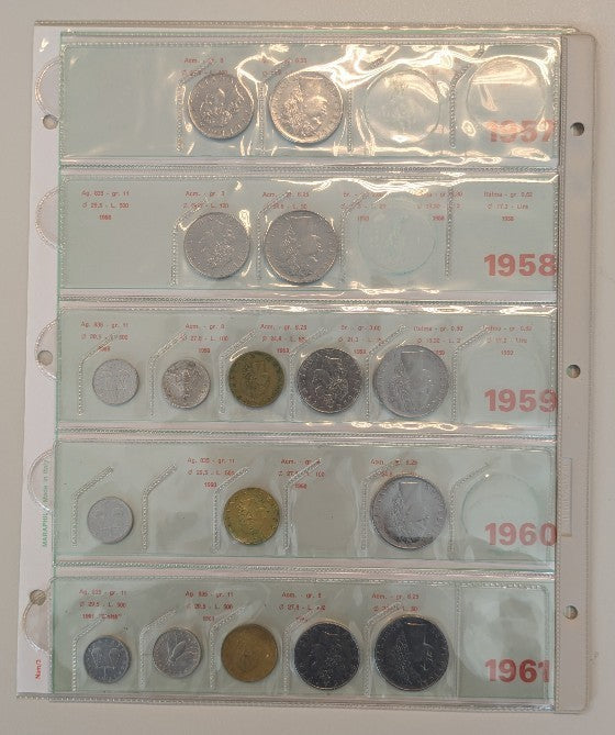 NL* ITALIA LOTTO 17 pezzi 100 50 20 2 1 LIRE 1957 58 59 60 61 come da foto