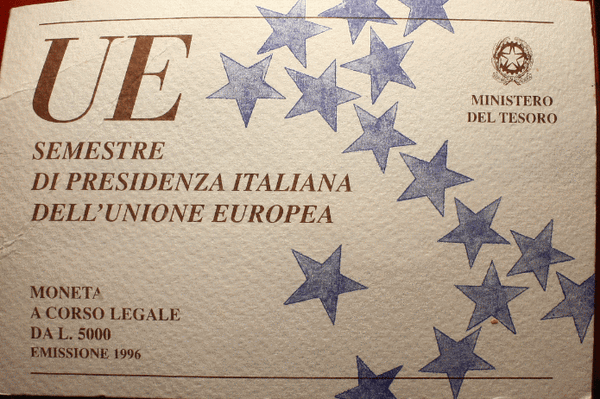 NL* ITALY 5000 Lire Silver 1996 ITALIAN PRESIDENCY OF THE EU HALF-YEAR SET FDC Mint