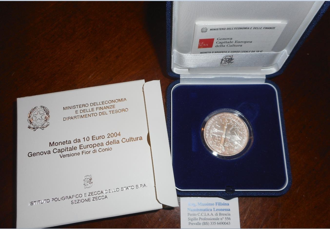NL* ITALIA Repubblica 10 EURO Argento 2004 GENOVA CAPITALE DELLA CULTURA FDC set